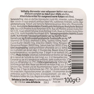 Delhaize | Aliment chat | Terrine| Boeuf 