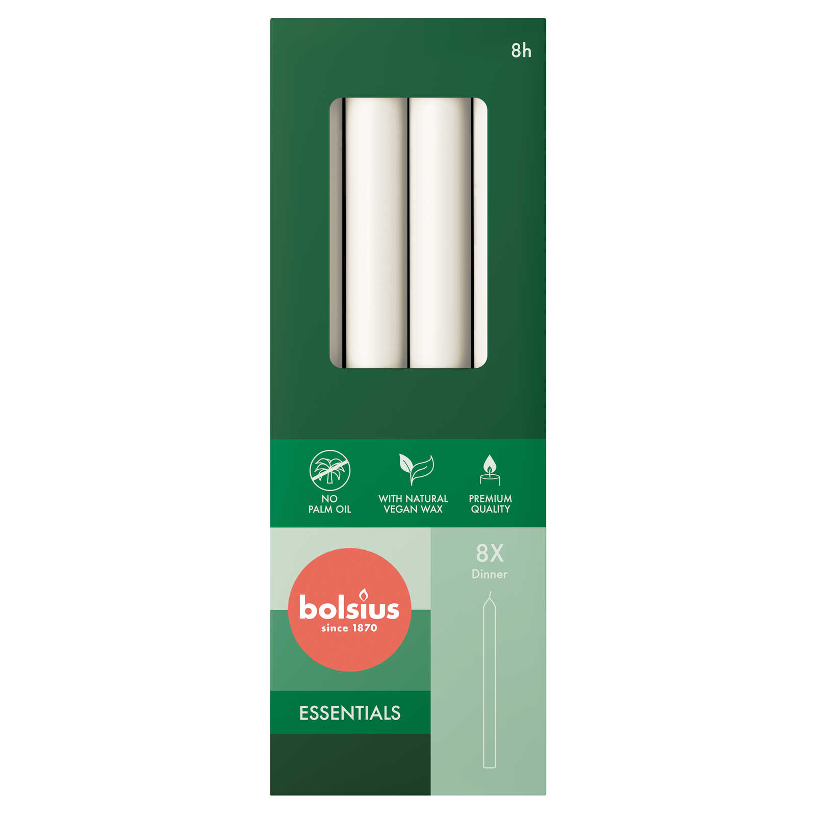 Bolsius Dinerkaarsen | wit | 23cm | 8 stuks