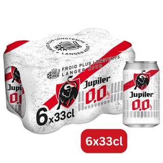 Jupiler | Bière Blonde | Pils | sans alcool | 0% alc. | Canette 6 x 33 cl