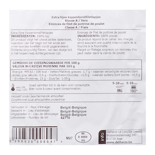 Delhaize | Filetlapjes | Kip | Extra fijn 