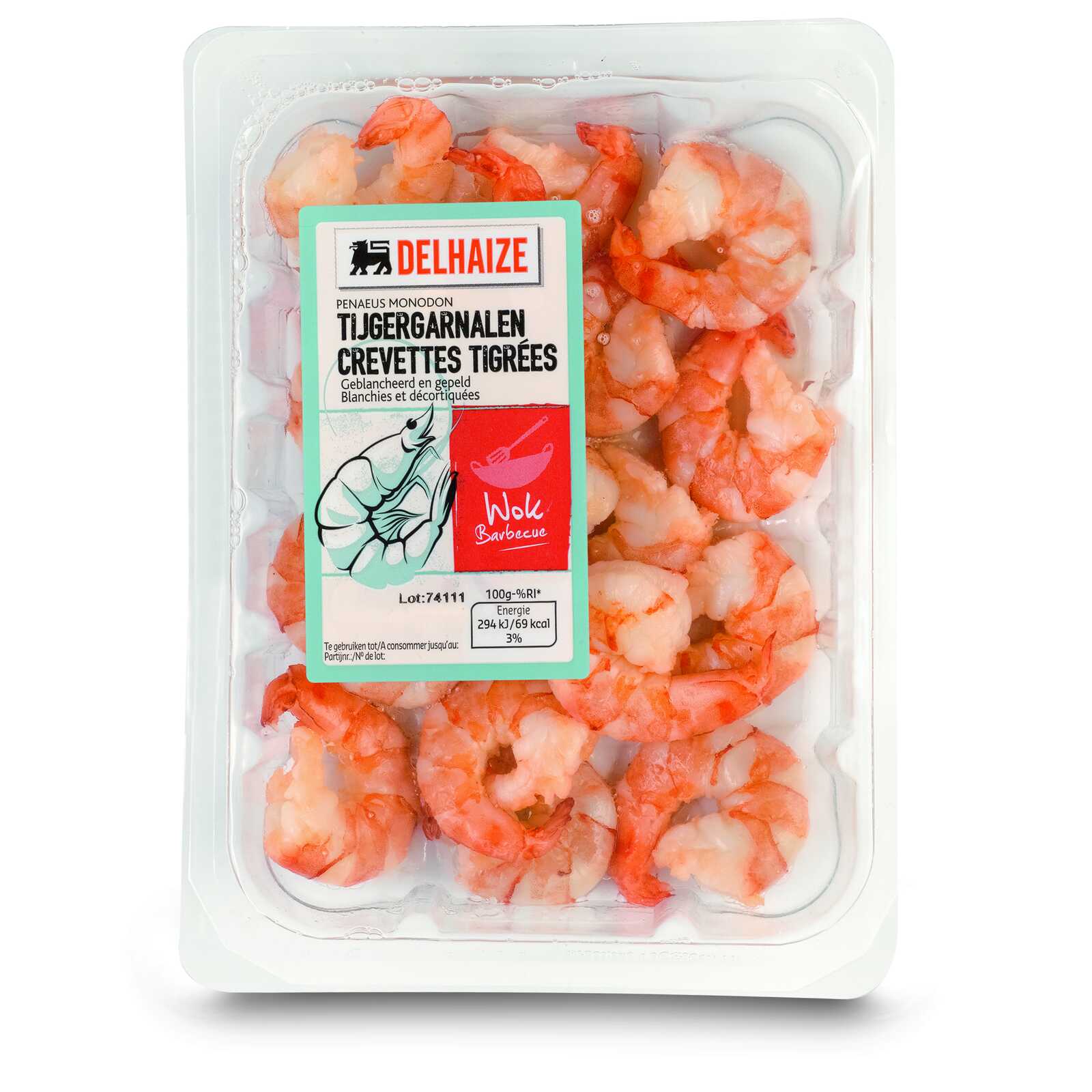 Delhaize | Garnalen | Tijger | Geblancheerd-Gepeld | Wok 