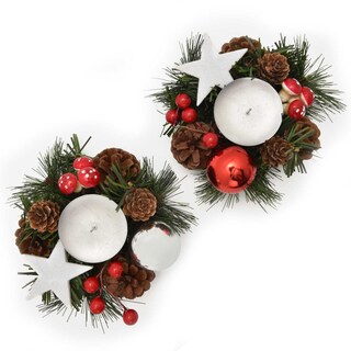 Delhaize | Home | Porte bougie avec boules rouges 