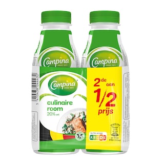 Campina | Crème fraîche | 20% M.G. | 2ème à 1/2prix 