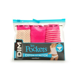 Dim | Paris | Slips Pocket Coton | rayure/pois rose | 44/46 