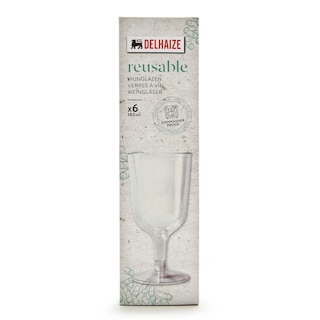 Delhaize | Herbruikbaar wijnglas | plastic | 18cl 6 st