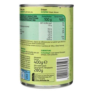 Delhaize | Doperwten | Zonder toegevoegd zout 