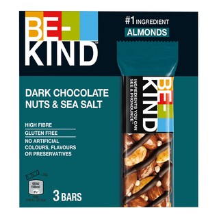 BE-KIND | Barre | Chocolat noir | Noix | Fleur de Sel 3 x 30 gr