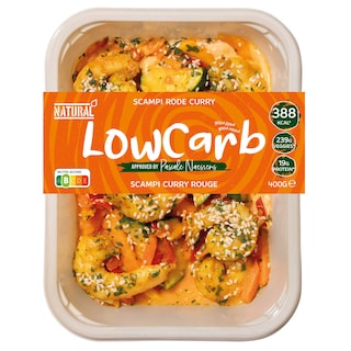 Natural Healthy Meals | Scampi | Rode curry | Groenten 400 gr