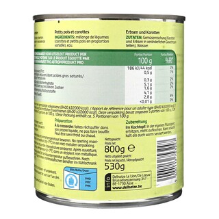 Delhaize | Erwten - Wortelen 530 gr