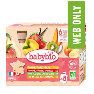 Babybio | Gourdes | Fruits | Multipack | Bio 8 x 90 gr