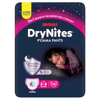 Huggies | DryNites | Luiers | Nachtbroekjes | Meisje | 3-4 jaar 16 st