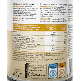 Delhaize | Bonen | Witte | Tomatensaus 800 gr