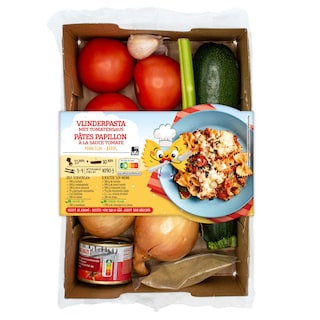 Delhaize | Maaltijdbox | Vlinderpasta met tomatensaus 