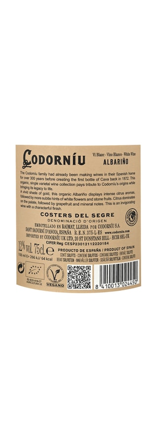 Codorniu | Costers del Segre | Albariño |  Bio | Wit 