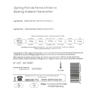 Delhaize | Spiringue | Porc Ferme | D'Ardenne 