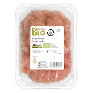 Delhaize | Bio | Dès de filet | Poulet | Bio 