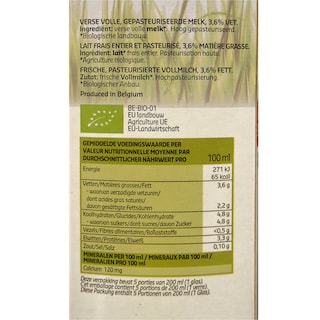 Delhaize | Bio | Lait | Frais | Entier | Bio 