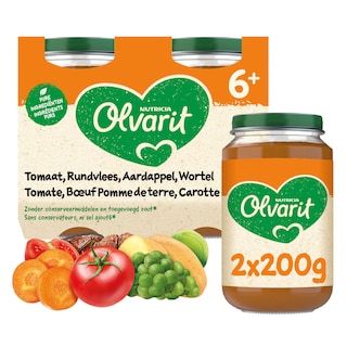 Olvarit | Maaltijd | Tomaat Rundvlees Wortel | 6M 2 x 200 gr