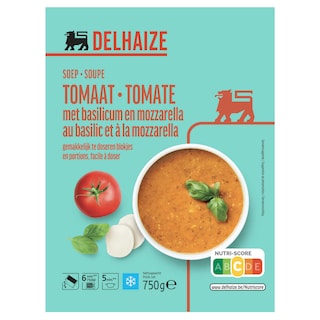 Delhaize | Soep | Tomaat | Basilicum | Mozzarella 