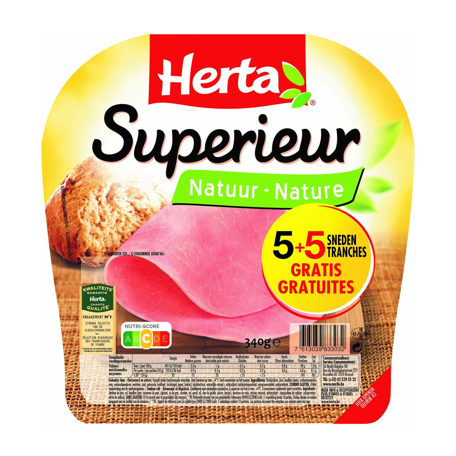 Herta Achterham 5 sneden + 5 sn  gratis