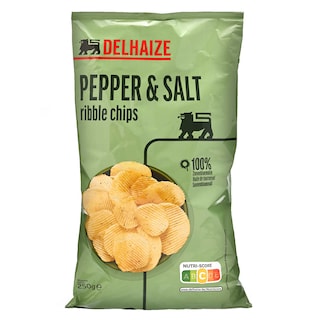 Delhaize | Chips | Ribbled | Poivre-Sel 250 gr