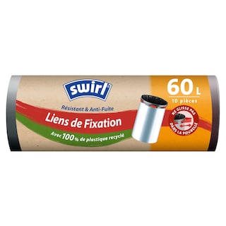 Swirl | Sacs Poubelles | Lien de Fixation | 10st | 60L 