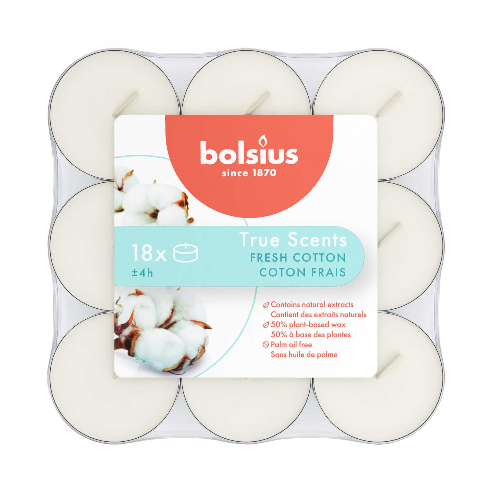 Bolsius 18ct | Geurtheelicht | Fresh cotton