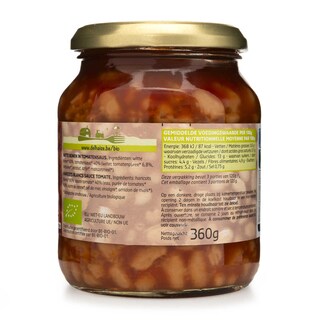 Delhaize | Bio | Witte bonen | Tomatensaus | Bio | Bokaal 360 gr