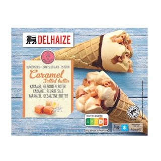 Delhaize | CORNET GEZOUTEN KARAMEL 