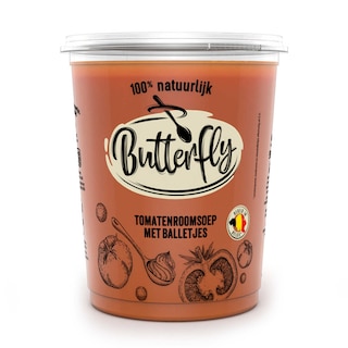 Butterfly | Soupe | Crème de tomates | Boulettes de viande 