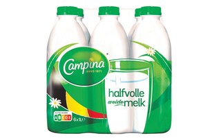 Campina | Lait | Demi-écrémé | Bouteilles plastiques 6 x 1 l
