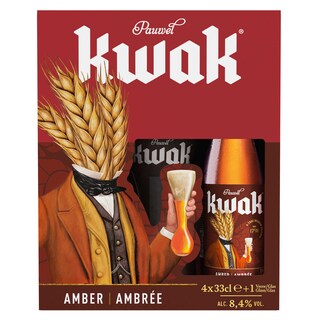Kwak | Bière Ambrée | 8,4% Alc. | Giftpack + verre 4 x 33 cl