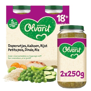 Olvarit | Maaltijd | Doperwtjes Kalkoen Rijst | 18M 