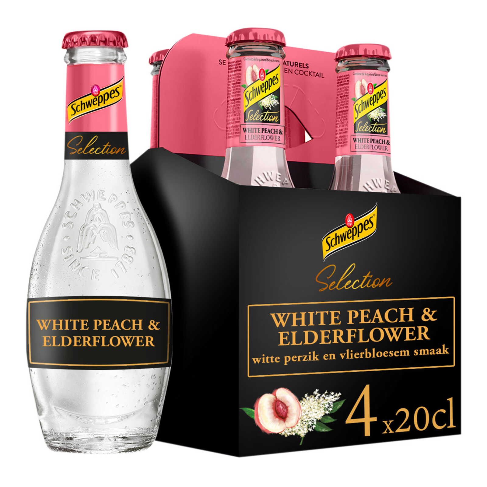 Schweppes | Selection | 4x20cl | Peche blanche | Fleur de sureau 