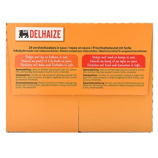 Delhaize | Aliment chat | Pouch | Adulte | Viande/poisson 24 x 100 gr