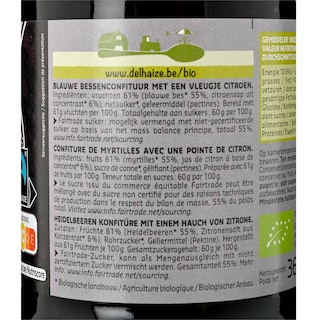 Delhaize | Bio | Confituur | Bosbessen | Extra | Bio | Ft 