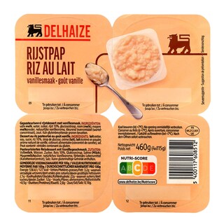 Delhaize | Rijstpap | Vanille 4 x 115 gr