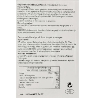 Delhaize | Kabeljauwhaasje | Gepaneerd +/- 280 gr