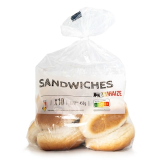 Delhaize | Sandwiches | Blanc | 10 pièces 10 x 45 gr