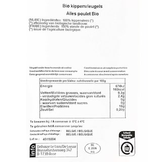 Delhaize | Bio | Ailes | Poulet | Bio +/- 600 gr