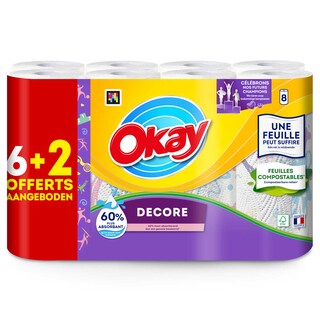 Okay | Essuie-tout | Decor | 6+2 gratuit | Eco 8 pc