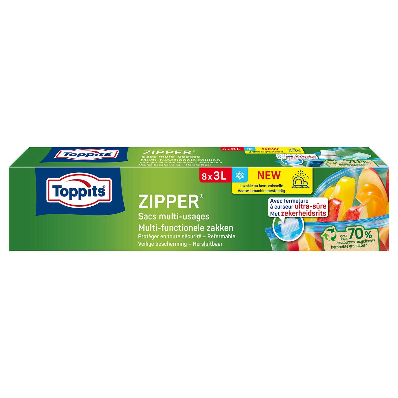 Toppits Huishoudzakken | Zipper | 3l