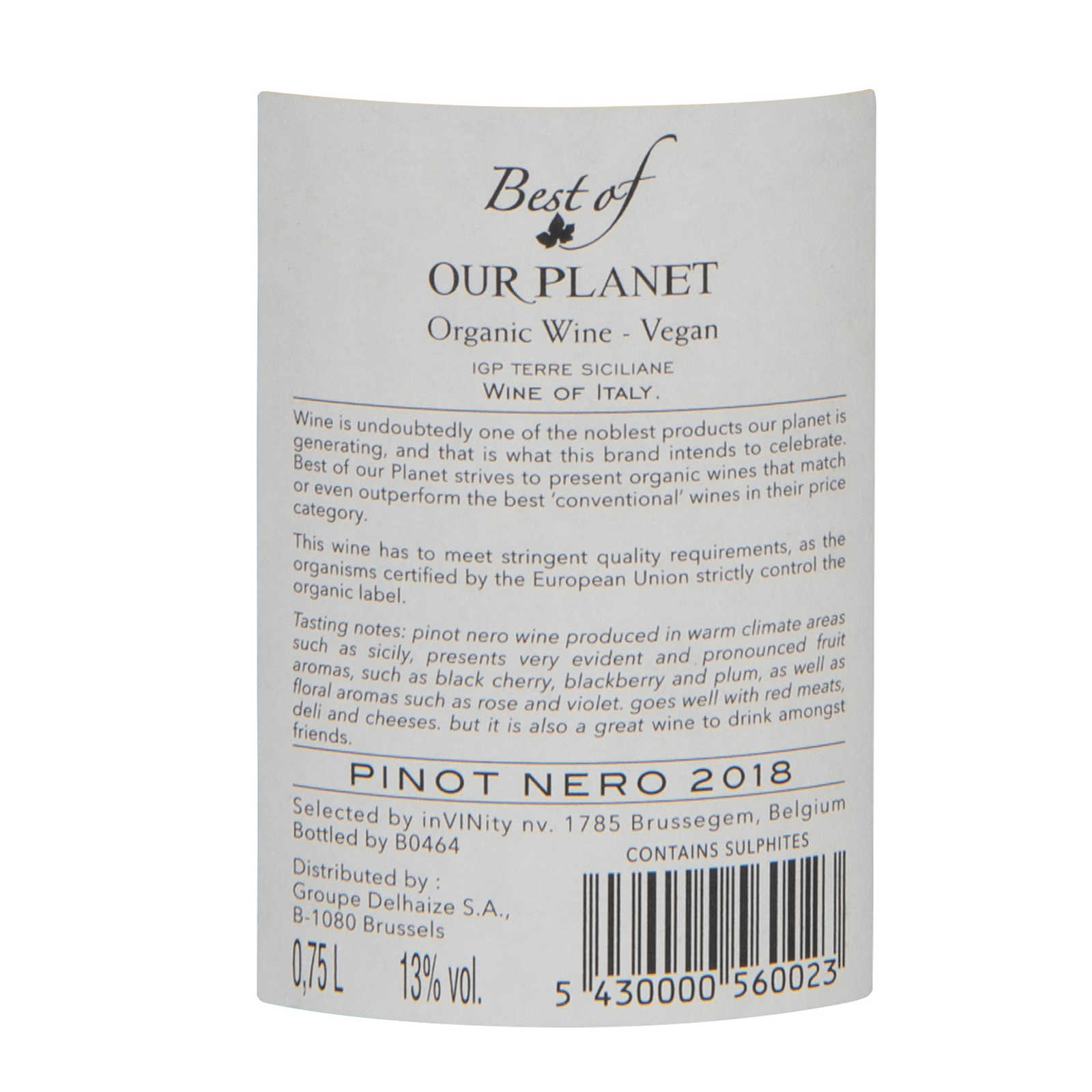 Italie - Italië | Sicilia IGP | Best Of Our Planet Pinot Nero 2018 | BIO 