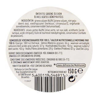 Delhaize | Olives | Vert | Dénoyautées 
