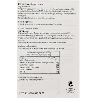 Delhaize | Zeewatergarnalen | Gemarineerd 