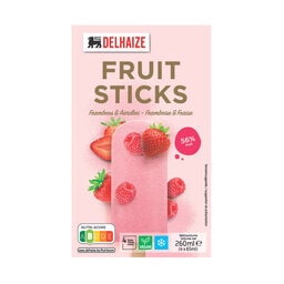 Delhaize | Fruitsticks | Aardbei | Framboos 4 x 6,5 cl