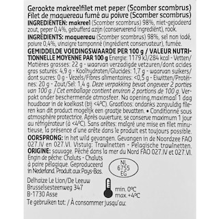 Delhaize | Makreelfilet | Gerookt | Peper 