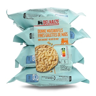 Delhaize | Maiswafels | Zeezout | 4X25G 