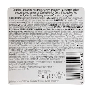 Delhaize | Crevettes grises | Décortiquées 500 gr