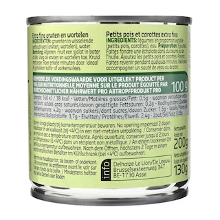 Delhaize | Petits pois-Carottes | Extra fins | Boîte 3 x 130 gr